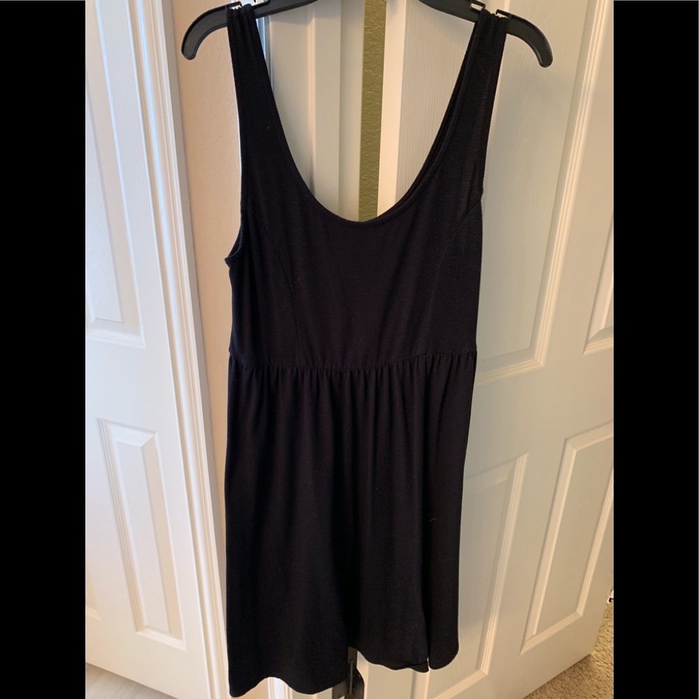 Black knit casual tank fit & flare dress